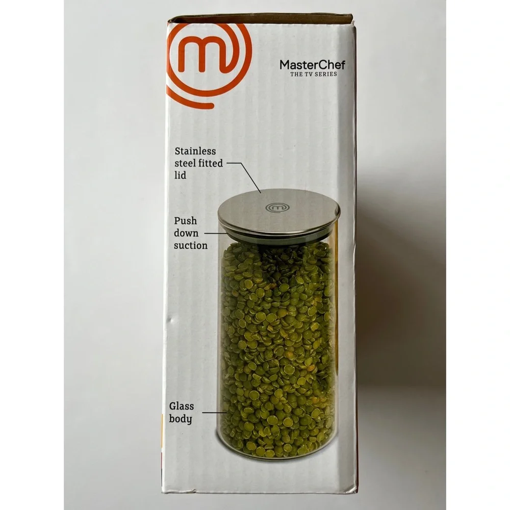 MasterChef 3 Pc Glass Canister Set TV Series Stainless Steel Lids 16 24 32 oz